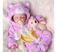 JIZHI Poupee Reborn - 20 Pouces Bébé Réaliste Fille Corps en Coton, Tête et Membres en Vinyle - Poupée Nouveau-né Un Jouets Cadeau Enfants À partir de 3 Ans