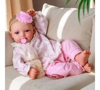 JIZHI Reborn-Baby Dolls Fille 17 Pouces Réaliste Réaliste Nouveau-né Bébés Poupée Vraie Vie Tout-Petit avec Corps en Tissu Doux Yeux Ouverts avec Coffret Cadeau pour Enfants de 3 Ans et Plus