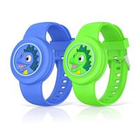 Jiziya Bracelet de protection en silicone compatible avec AirTag 1ère et 2e génération, lot de 2, silicone souple et durable, résistant aux chocs, aux rayures, à la poussière, protection fiable pour