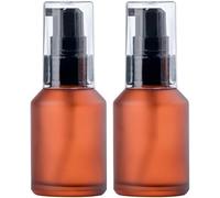 Jizlan Lot de 2 flacons vides rechargeables en verre marron de 30 ml avec tête de pompe en plastique noir - Idéal pour crèmes, sérums, émulsions, emballages de voyage, gels de beauté