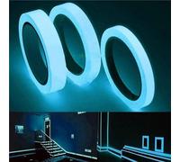 Jizlan Lot de 3 bandes fluorescentes bleues phosphorescentes de 9,8 pieds pour escaliers, murs, marches, panneaux de sécurité, sorties, ruban d'avertissement, rubans lumineux autocollants