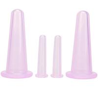 Jizlan Lot de 4 mini ventouses de massage en silicone pour le visage, le visage, les soins de la peau, le cou, le dos, les yeux, sans danger, ne vous inquiétez pas des brûlures (violet)