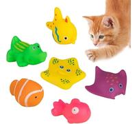 Jizlan Lot de 6 jouets interactifs pour chat de piscine, jouets aquatiques flottants, jouets de bain, jouets sensoriels, chats pour une infinité