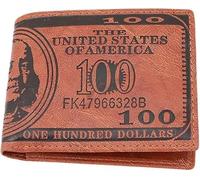 Jizlan Porte-cartes en cuir marron pour homme avec billet de 100 dollars US, marron, 2 volets