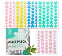 Jizxol Lot de 196 patchs à boutons étoiles et en forme de cœur, pansements hydrocolloïdes invisibles naturels, patchs anti-boutons 2 en 1 imperméables et respirants pour l'acné.