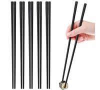 Jizxol Lot de 5 paires de baguettes lavables au lave-vaisselle, baguettes à sushi et chinoises, 24 cm, réutilisables en alliage noir, antidérapantes