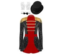 JIZYO Déguisement Cirque Monsieur Loyal Femme Tenue Dompteuse Costume Carnaval Halloween Noir XL
