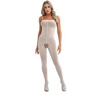 JIZYO Femmes Corps Transparent Body sans Couture Catsuit sans Manches Stretch Combinaison Lingerie Nuits Blanc sans Entrejambe Taille Unique
