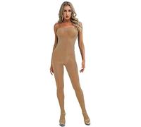 JIZYO Femmes Corps Transparent Body sans Couture Catsuit sans Manches Stretch Combinaison Lingerie Nuits Café Taille Unique