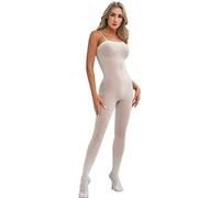 JIZYO Femmes Corps Transparent Body sans Couture Catsuit sans Manches Stretch Combinaison Lingerie Nuits Blanc Taille Unique