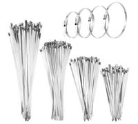 JIZZU 200 Pièces Attaches de câble Robustes Métallique, Serre-câbles Acier Autobloquante 5x300mm, Collier de Serrage Inox Autobloquante pour Câbles Groupés, Entretenir les Clôtures