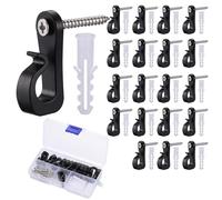 JIZZU 45 Pièces Crochet à Visser Noir, Crochet de Plafond Bois Capacité de Charge 10KG, Piton à Crochet Mural a Visser pour Suspendre des Paniers à Plantes,des Lanternes,Tasse (45)
