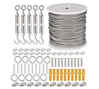 JIZZU 66 Pcs Kit de Câble de Jardin pour Supporter Wistarie, Enduit de PVC, Kit de Câbles Lourdes en Acier Inoxydable 304, Câble de Jardin Lourd Antirouille, Kit de Câble de Photo & Plantes Grimpantes