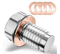 JIZZU Bouchon de Vidange Voiture M12 x 1,75 Bouchon Vidange d'huile Magnétique Inox avec 5 Pièces Rondelle Cuivre, Vis à Huile de Voiture pour Plupart Voitures