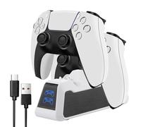JIZZU Station de Charge pour Manette PS5, Chargeur Manette avec Indicateur LED et Câble USB-C, 2H Rapide Chargeurs, PS5 Stations de Charge Double Accessoire