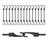 JIZZU Tendeurs Elastique avec Crochets, 15Pcs Tendeur Elastique avec Crochet en Acier Recouvert de Plastique, Grande Élasticité Sandows Elastique pour et L'arrimage des Cargaisons