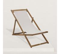 JJ. Chilienne de Jardin Pliante en Bois Joy - 105 x 62 cm - Tissu SPUN Polyester 320g Doux - Beige Ivoire - Outdoor