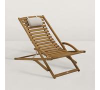 JJ. Chilienne Pliante en Bois June Chilienne de 102,5 x 69 cm Chilienne Pliante et livrée déjà montée Appuie-tête Inclus Bois Naturel Clair
