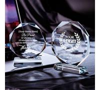 JJ GRADGOWN Trophée en cristal personnalisé, trophée personnalisé pour les employés pour les employés Plaques de reconnaissance des collègues, patron - Cadeau de retraite, d'adieu, d'appréciation, de