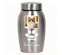 JJ GRADGOWN Urne pour Animal Personnalisée, Urne de Crémation pour Chien et Chat Gravée avec Nom et Photo, Souvenir Funéraire, Cadeau de Condoléances pour Animal Perdu (Patte)