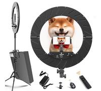 JJ JIANJIN - Kit d'éclairage de 45 cm, extérieur 55 W 6700 K, lumière LED réglable, support de trépied, télécommande, boîtier pour appareil photo, smartphone, YouTube, TikTok, autoportrait, CRI90,