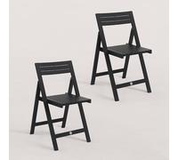 JJ. Lot de 2 chaises de Jardin Pliantes en Bois Julie Chaise livrée montée Légère et Pratique Lot de 2 Black Edition