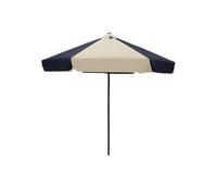 JJ. Parasol bicolore push-up Ø250m Parasol droit Ø2,5 m Ouverture push-up Toile professionnelle 240g/m2 renforcée résistante aux UV Bleu marine