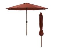 JJ. Parasol droit rond effet bois Ø300cm Parasol droit Ø3 m Ouverture avec manivelle Toile professionnelle 240g/m2 renforcée résistante aux UV Rouge oxyde
