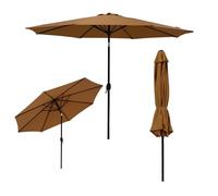 JJ. Parasol droit rond inclinable Juanito Ø300 cm Parasol droit Ø3 m Ouverture avec manivelle Toile professionnelle 240g/m2 renforcée résistante aux UV Brun terre de Sienne
