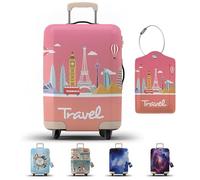 JJ PRIME - Housse de valise avec étiquette de bagage | Protection de bagage | Housse de protection de valise avec fermeture éclair - Housse de protection pour bagages, Voyage rose, 85