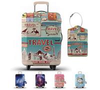 JJ PRIME - Housse de valise avec étiquette de bagage | Protection de bagage | Housse de protection de valise avec fermeture éclair - Housse de protection pour bagages, L