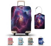 JJ PRIME - Housse de valise avec étiquette de bagage | Protection de bagage | Housse de protection de valise avec fermeture éclair - Housse de protection pour bagages, Nébuleuse violet., M, Moderne