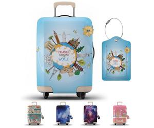 JJ PRIME - Housse de valise avec étiquette de bagage | Protection de bagage | Housse de protection de valise avec fermeture éclair - Housse de protection pour bagages, Voyagez autour du monde, 90