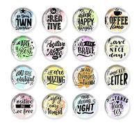JJ PRIME - Lot de 16 aimants ronds pour réfrigérateur | Mini accessoires de réfrigérateur | Aimants artisanaux | Petits aimants pour tableau blanc, bureau, cuisine et école (citations de motivation)
