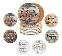 JJ Prime - Lot De 6 sous-Verres en Céramique | Dessous De Verre Absorbants avec Support | Anti-Rayures & Antidérapants sous-Verres | Cadeaux pour La Maison (Welcome Home)