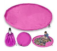 JJ PRIME - Sac de rangement pour jouets | Grand tapis de sac | Organiseur de jouets pliable pour enfants | Sac à cordon de serrage | Idées de rangement pour nettoyage rapide (150 cm, rose)