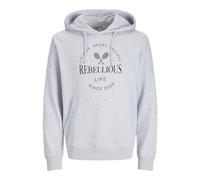 JJ REBEL Hood Jrebgrant Sweat à Capuche, Blanc-Gris, L Homme