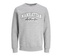 JJ REBEL Jrebnewyork Sweat-Shirt à col Rond Sn Maillot de survêtement, Light Grey Melange, M Homme