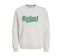 JJ rebel Jrebrakim Sweat à col Rond, Blanc-Gris, XL