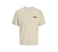 JJ Rebel T-Shirt 'JREBJIM' crème / beige foncé / chocolat, Taille XS