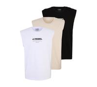 JJ Rebel T-Shirt 'JREBLINO' crème / noir / blanc, Taille M