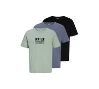 JJ Rebel T-Shirt 'JREBVALDE' gris basalte / vert pastel / noir, Taille M