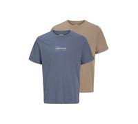 JJ Rebel T-Shirt 'JREBZAKI' marine / marron / blanc, Taille S