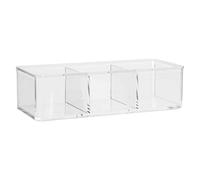 Paris Prix Boîte à cotons Selena 3 compartiments 22,8×9,5×8,3 cm Transparent