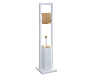 jja Brosse WC et Dérouleur Natureo Blanc Metal et Bambou