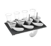Service Aperitif Ardoise 17 Pieces Coupelles Verres Vaisselle Multicolore