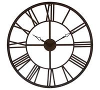 JJA Pendule Murale Métal Vintage, Marron, 70cm