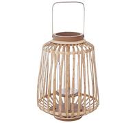 LANTERNE BOIS RATTAN D25XH35CM NATUREL Beige, Ivoire, Crème, Écru, Naturel, Taupe