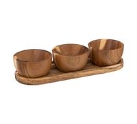 JJA Plateau APÉRITIF 4 PIÈCES Bois Acacia 30X6.1X10CM