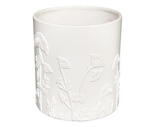JJA Pot CÉRAMIQUE Dolomite 3D Fleurs Ø17CM 19CM Blanc